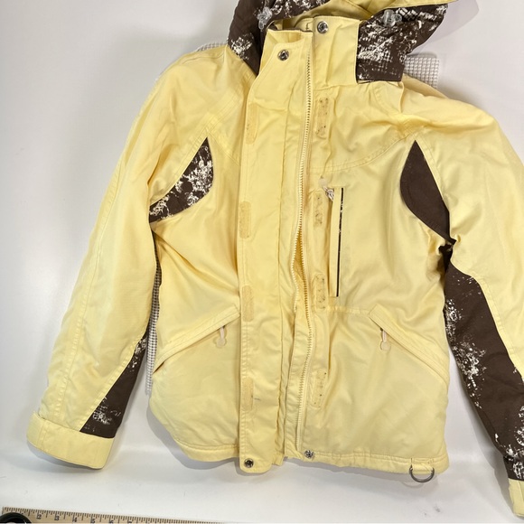 Nils Women’s Insulated Ski Jacket Butter Yellow Abstract Brown Small - Picture 9 of 12